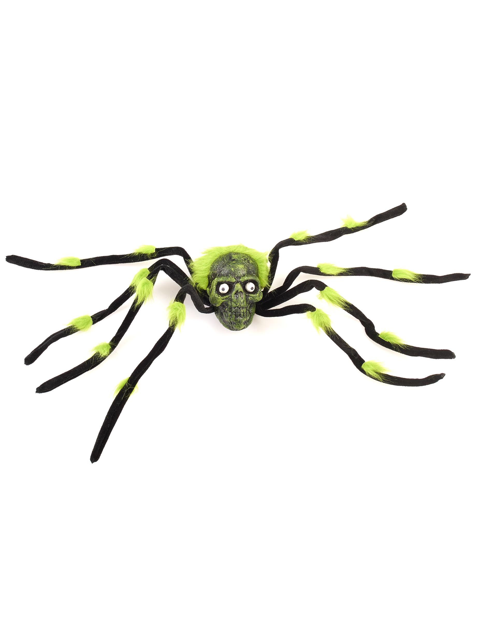 Araignée géante avec tête de mort noire et verte 70 cm Vegaooparty