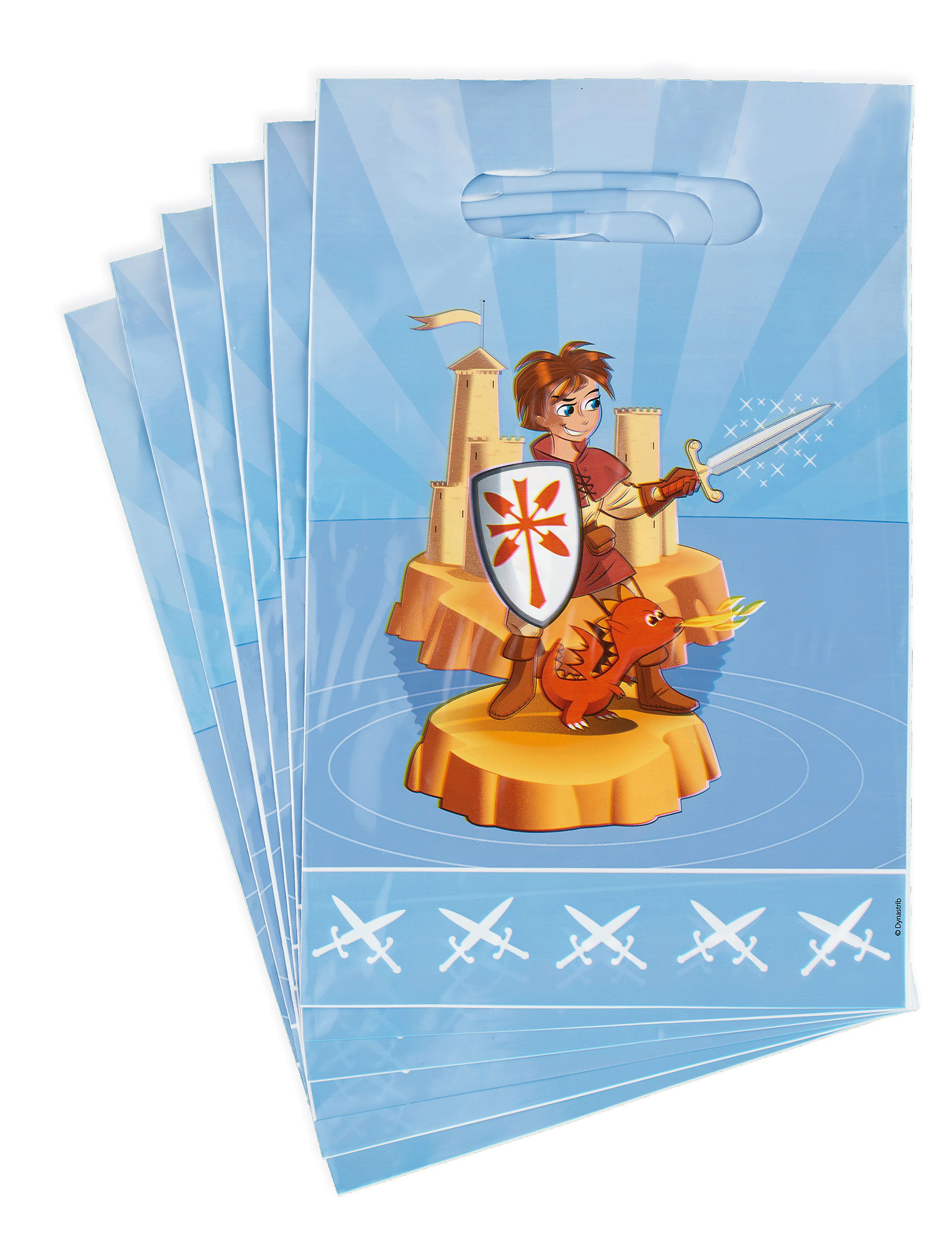 6 Sacs à bonbons en plastique chevalier 15 x 22.5 cm Vegaooparty