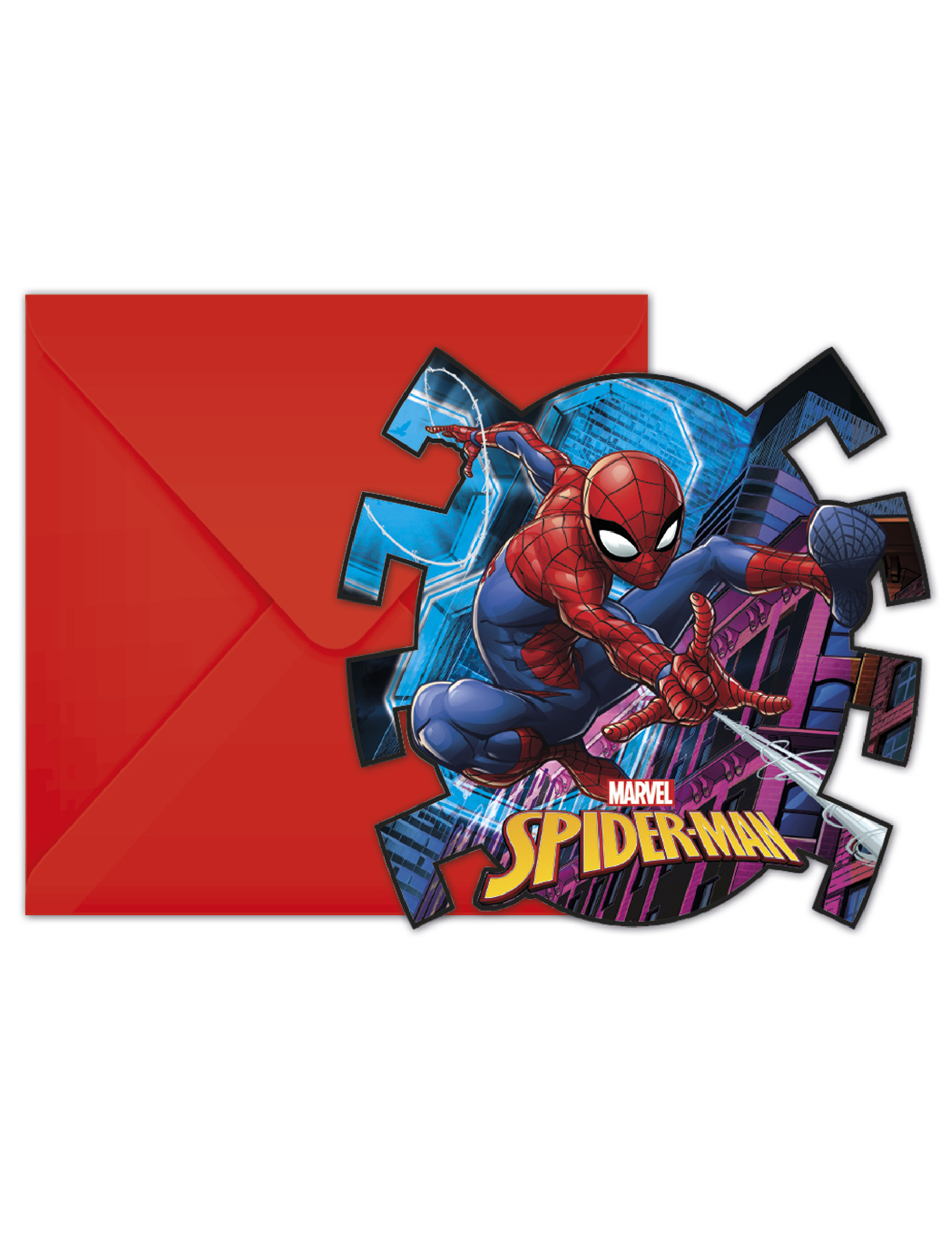 Cartes Invitations Anniversaire Licences Spiderman Lot de 5 Cartes d'invitation avec enveloppes illustrées 