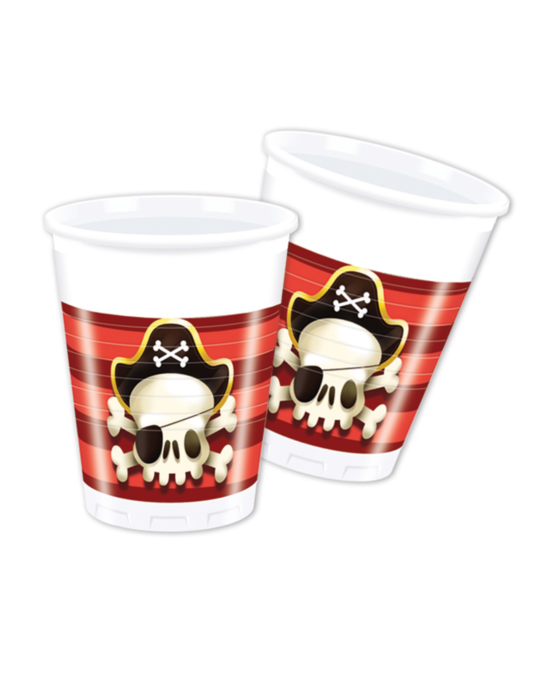 8 Gobelets En Plastique Pirate Rouge Et Blanc 200 Ml Vegaooparty 