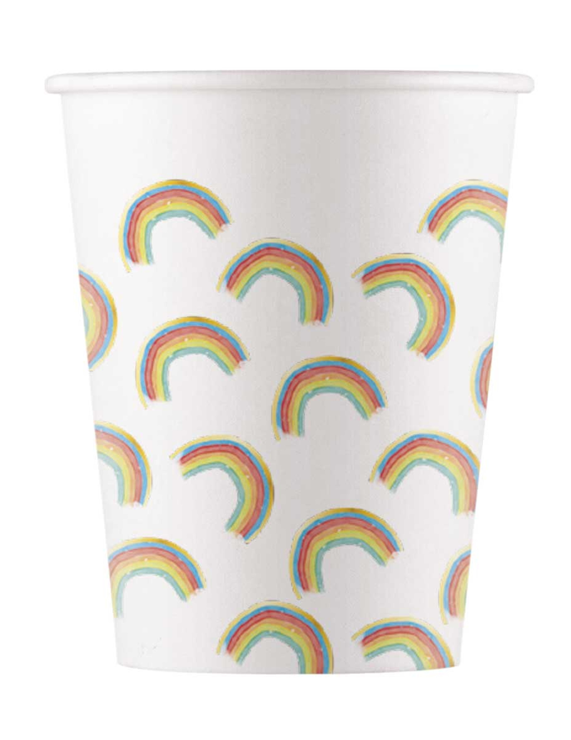 8 Gobelets En Carton Rainbow Party Arcs En Ciel 200 Ml Vegaooparty 