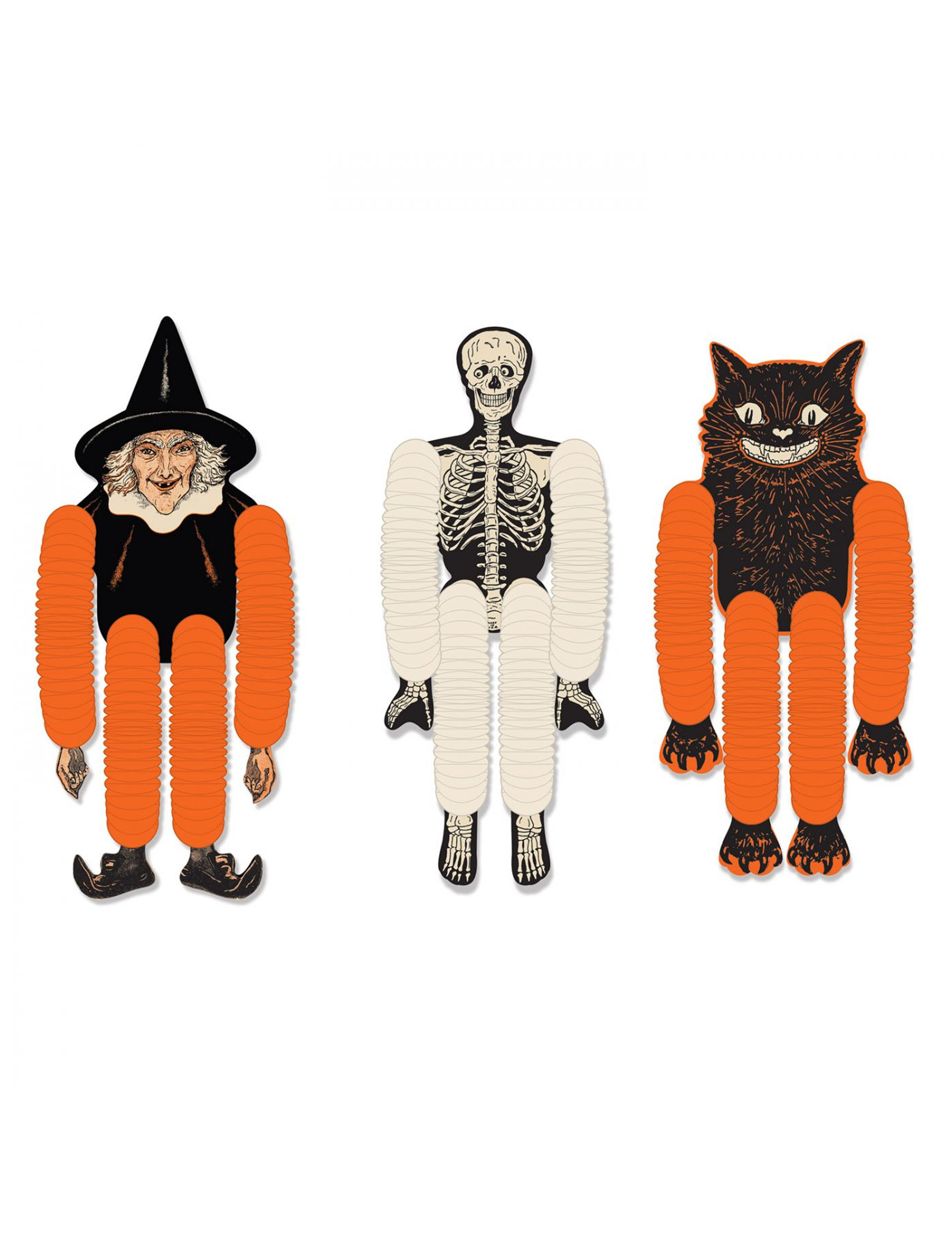 5 Guirlandes Papier Halloween à Suspendre - Motifs Araignée, Citrouille, Chauve-souris, Fantôme, Squelette - 300 Cm - 13