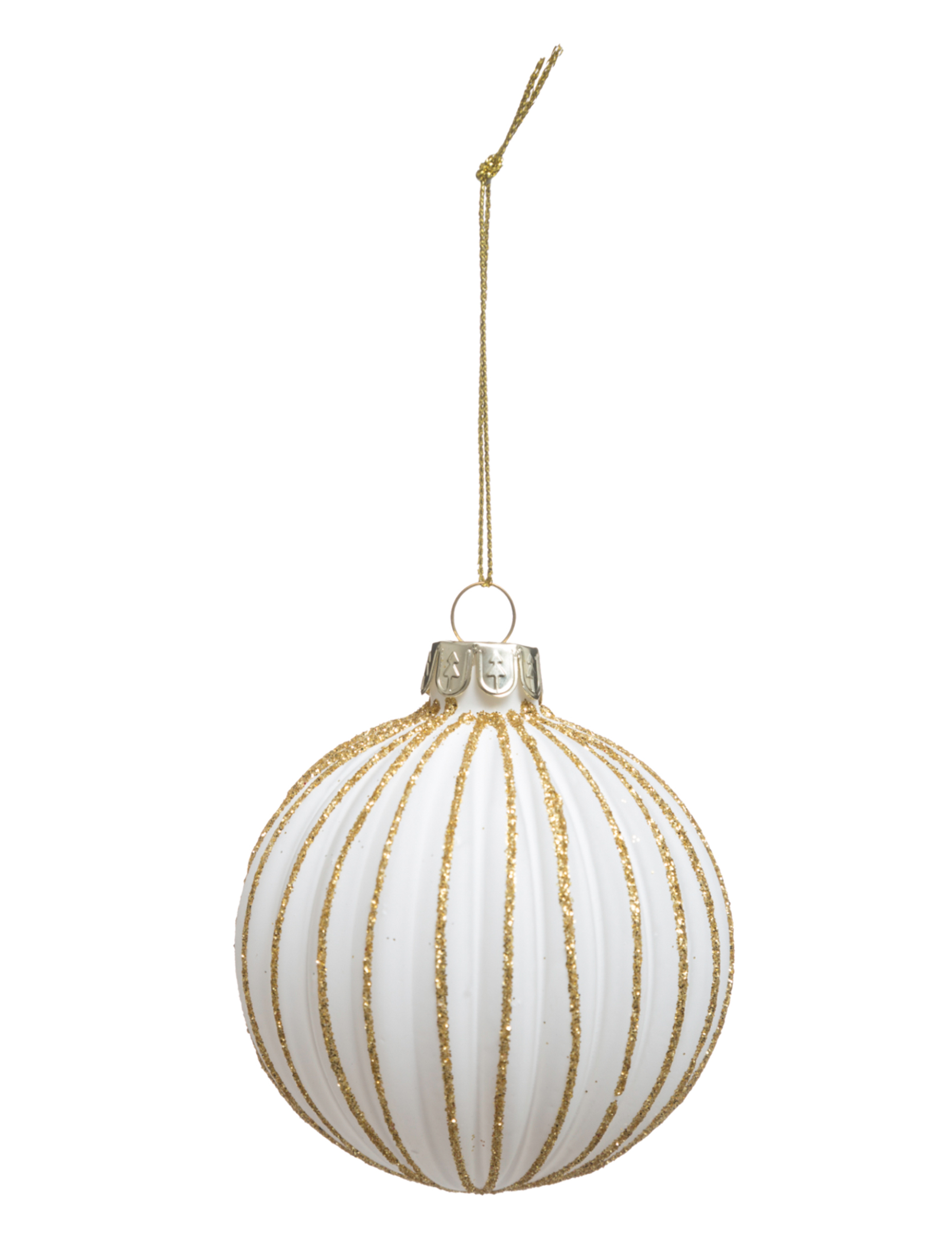 Boule de noël blanche rayures dorées 7 cm - Vegaooparty Boule de noël blanche rayures dorées 7 cm - Vegaooparty