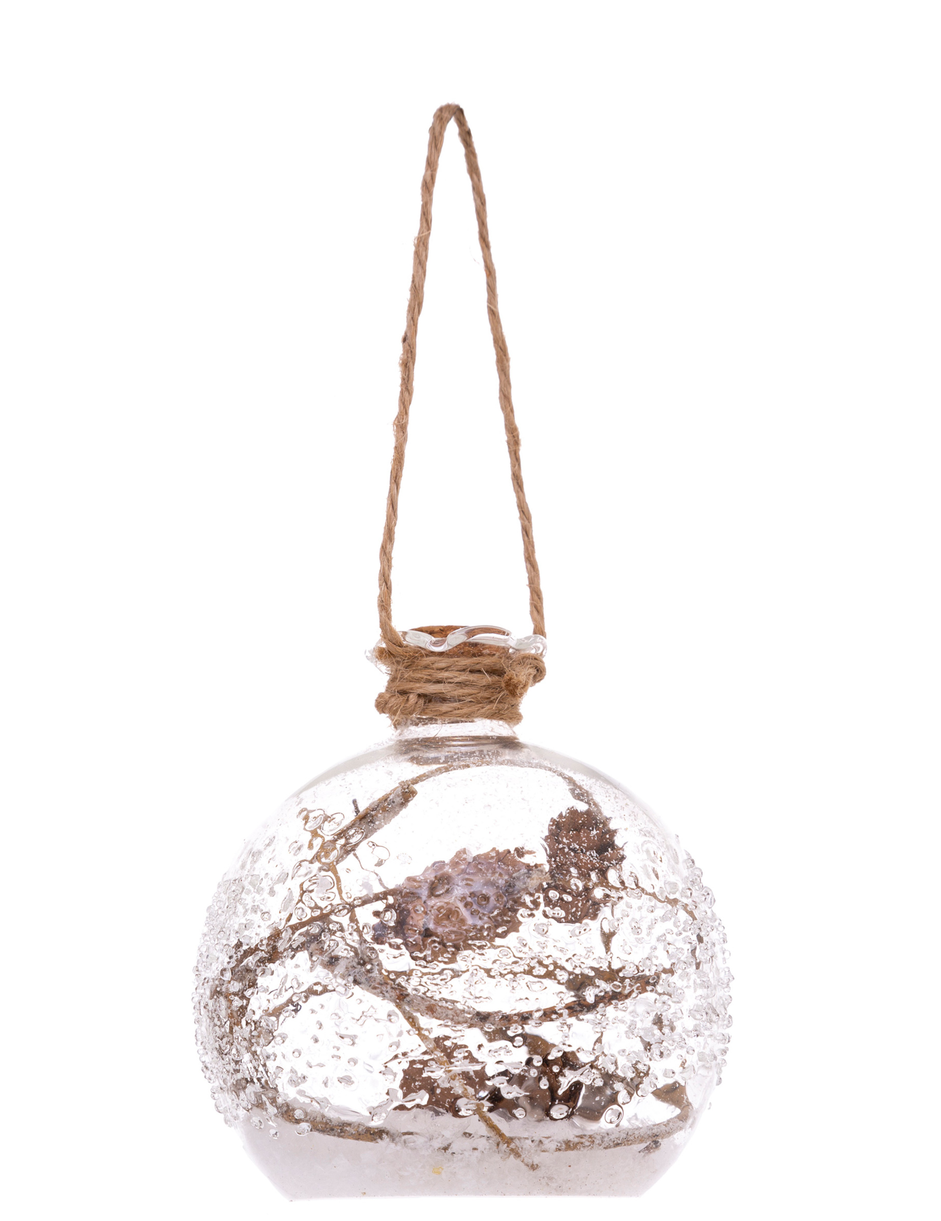 Boule de noël en verre petite fiole givrée 9 cm - Vegaooparty