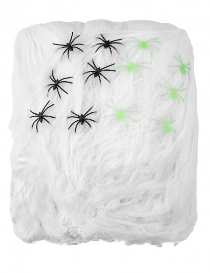 Décoration toile d'araignée blanche avec araignées 500 g Halloween Décoration toile d'araignée blanche avec araignées 500 g Halloween
