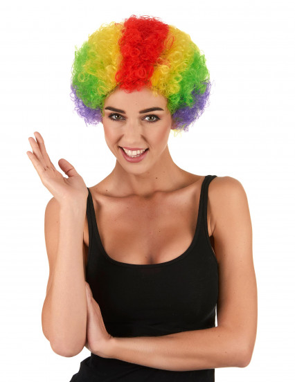 Perruque afro/ clown multicolore standard adulte Perruque afro/ clown multicolore standard adulte