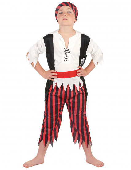 Déguisement pirate rayures noires et rouges garçon Déguisement pirate rayures noires et rouges garçon