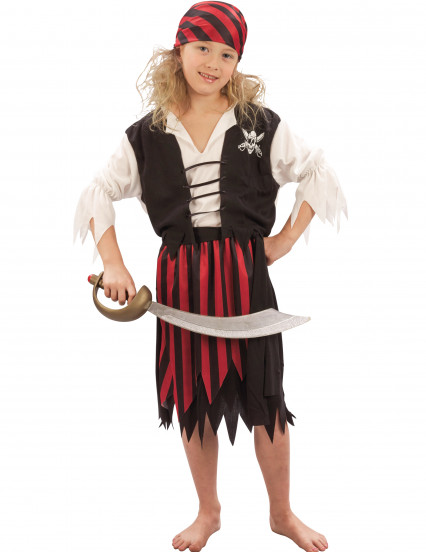 Déguisement pirate corsaire noir et rouge fille Déguisement pirate corsaire noir et rouge fille