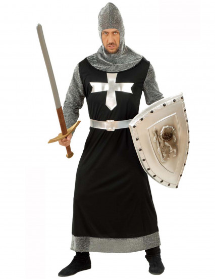 Déguisement chevalier médiéval noir et argent homme Déguisement chevalier médiéval noir et argent homme