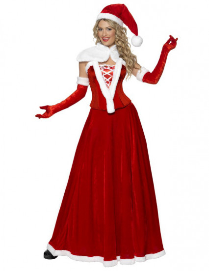 Déguisement Mère Noël luxe robe longue femme Déguisement Mère Noël luxe robe longue femme