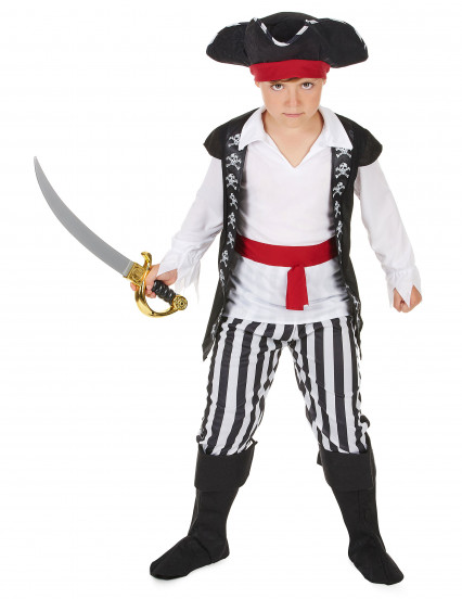 Déguisement pirate avec rayures noires et blanches garçon Déguisement pirate avec rayures noires et blanches garçon