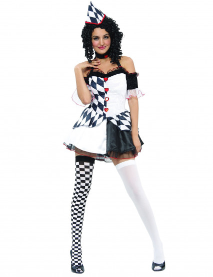 Déguisement arlequin noir et blanc sexy femme Déguisement arlequin noir et blanc sexy femme