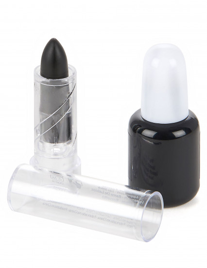 Vernis et rouge à lèvres noirs adulte halloween Vernis et rouge à lèvres noirs adulte halloween