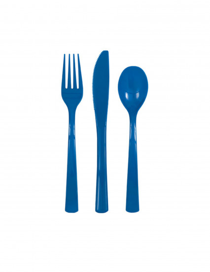 18 Couverts en plastique bleu foncé 18 Couverts en plastique bleu foncé