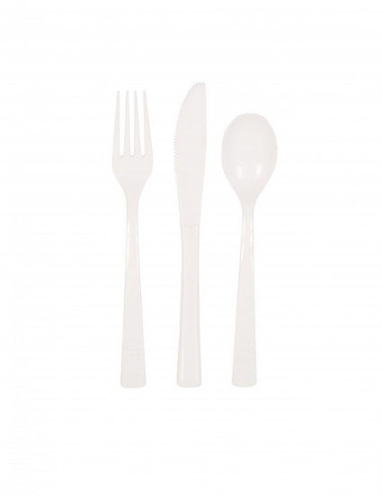 18 Assortiments de couvert en plastique blanc 18 Assortiments de couvert en plastique blanc