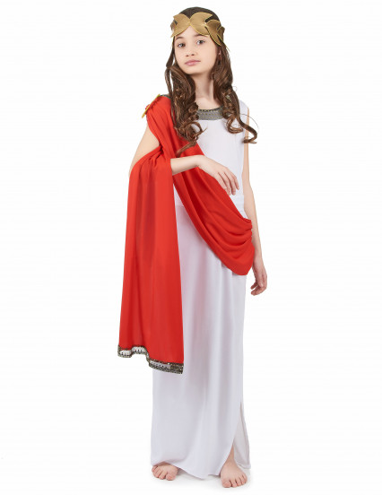 Déguisement déesse romaine à drapé rouge fille Déguisement déesse romaine à drapé rouge fille