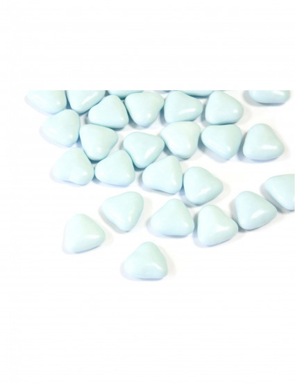 Dragées mini coeur chocolat couleur bleu clair 250 gr Dragées mini coeur chocolat couleur bleu clair 250 gr