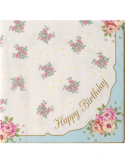 20 Serviettes en papier Happy Bithday Thé entre copines 33 x 33 cm 20 Serviettes en papier Happy Bithday Thé entre copines 33 x 33 cm