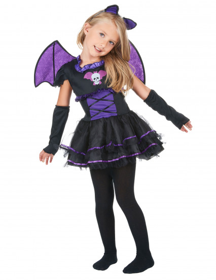 Déguisement chauve-souris noire et violette fille Déguisement chauve-souris noire et violette fille