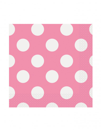 16 Petites serviettes en papier roses à pois blancs 25,4 x 25,4 cm 16 Petites serviettes en papier roses à pois blancs 25,4 x 25,4 cm