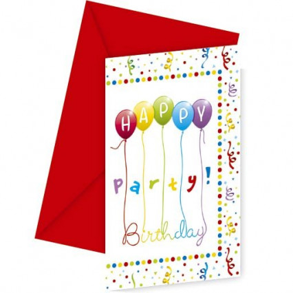 6 Cartes d'invitation avec enveloppes Happy birthday 6 Cartes d'invitation avec enveloppes Happy birthday