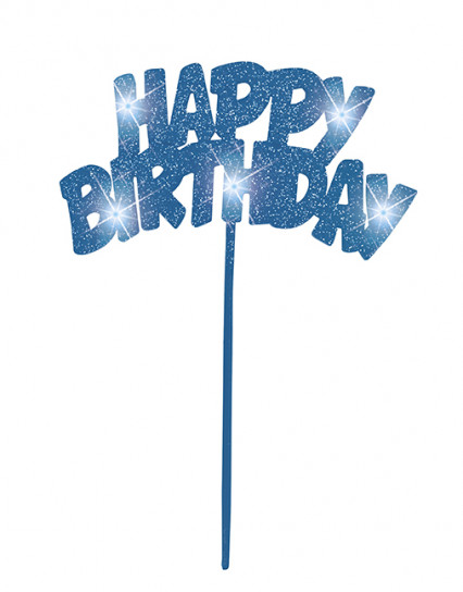 Décoration lumineuse bleue pour gâteaux Happy Birthday Décoration lumineuse bleue pour gâteaux Happy Birthday