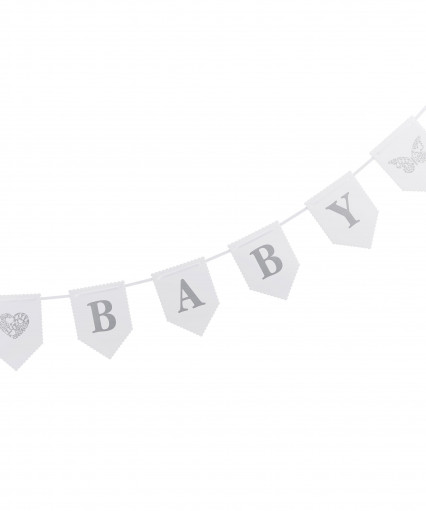 Guirlande message personnalisable blanche et argent Guirlande message personnalisable blanche et argent
