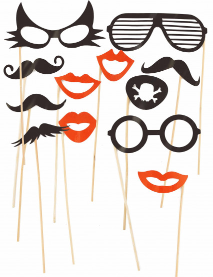 Kit photobooth 12 pièces lunettes et moustaches Kit photobooth 12 pièces lunettes et moustaches