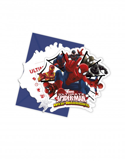 6 Cartes d'invitation avec enveloppes Spiderman Web-Warriors™ 6 Cartes d'invitation avec enveloppes Spiderman Web-Warriors™