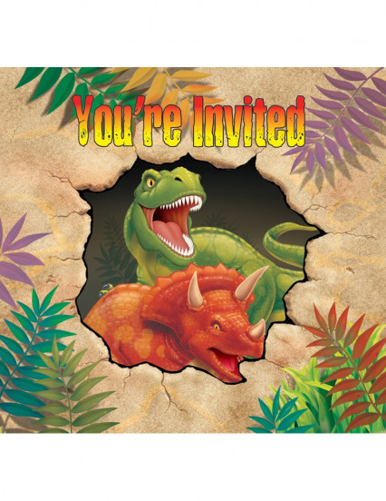 8 Cartes d'invitation anniversaire Dinosaures 10 x 12 cm 8 Cartes d'invitation anniversaire Dinosaures 10 x 12 cm