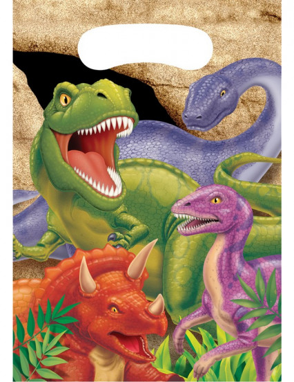 8 Sacs cadeaux en plastique anniversaire Dinosaures 16 x 22 cm 8 Sacs cadeaux en plastique anniversaire Dinosaures 16 x 22 cm