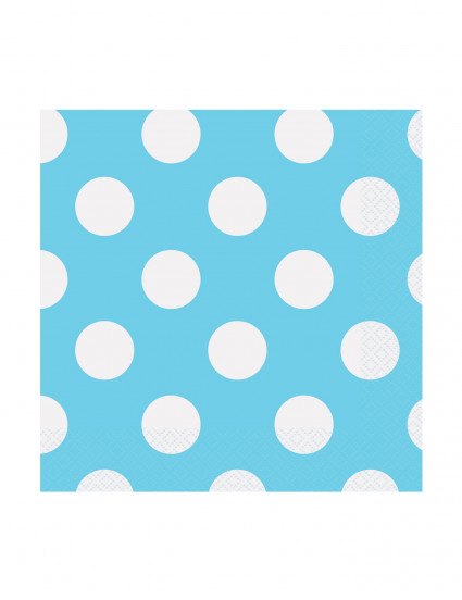16 Petites serviettes en papier bleues à pois 25 x 25 cm 16 Petites serviettes en papier bleues à pois 25 x 25 cm