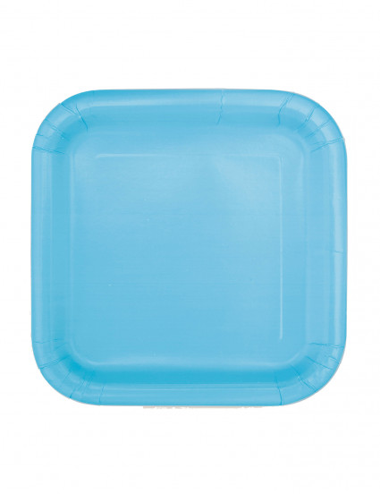 16 Petites assiettes carrées en carton bleu pastel 17 cm 16 Petites assiettes carrées en carton bleu pastel 17 cm