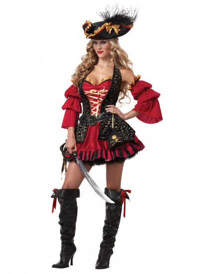 Déguisement Pirate rouge pour femme - Premium Déguisement Pirate rouge pour femme - Premium