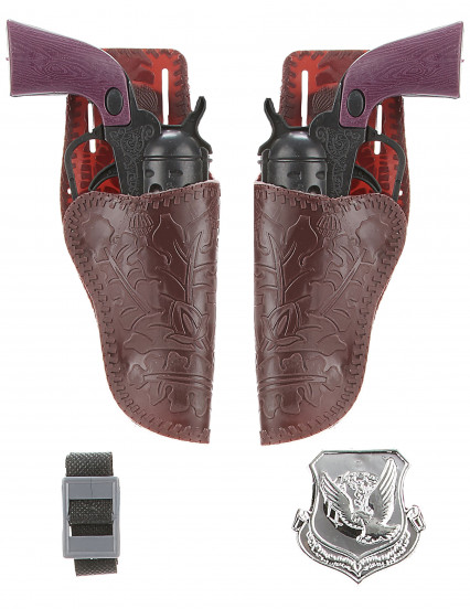 Set de 2 pistolets cow boy en plastique enfant Set de 2 pistolets cow boy en plastique enfant