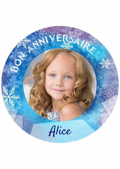 Disque en sucre personnalisable Princesse des neiges 20 cm Disque en sucre personnalisable Princesse des neiges 20 cm
