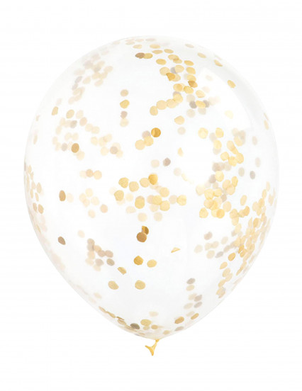 6 Ballons en latex transparents avec confettis ocre doré 30 cm 6 Ballons en latex transparents avec confettis ocre doré 30 cm