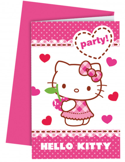 6 Cartes d'invitation avec enveloppes Hello Kitty™ 6 Cartes d'invitation avec enveloppes Hello Kitty™
