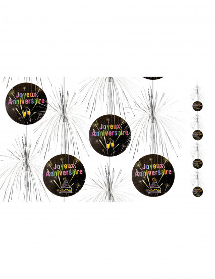 Suspensions cascade Joyeux anniversaire Feux d'artifice 180 cm Suspensions cascade Joyeux anniversaire Feux d'artifice 180 cm