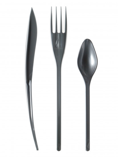 30 Couverts en plastique gris argent - Premium 30 Couverts en plastique gris argent - Premium