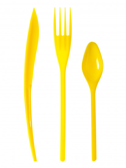 30 Couverts en plastique jaune - Premium 30 Couverts en plastique jaune - Premium