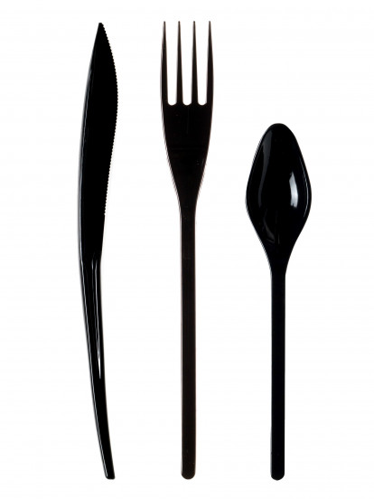 30 Couverts en plastique noir - Premium 30 Couverts en plastique noir - Premium