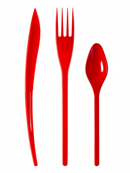 30 Couverts en plastique rouge - Premium 30 Couverts en plastique rouge - Premium