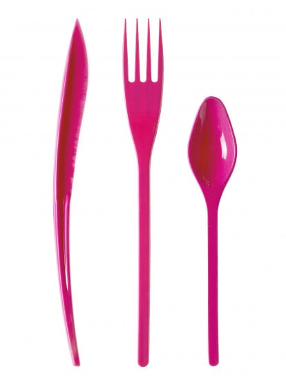 30 Couverts en plastique fuchsia - Premium 30 Couverts en plastique fuchsia - Premium