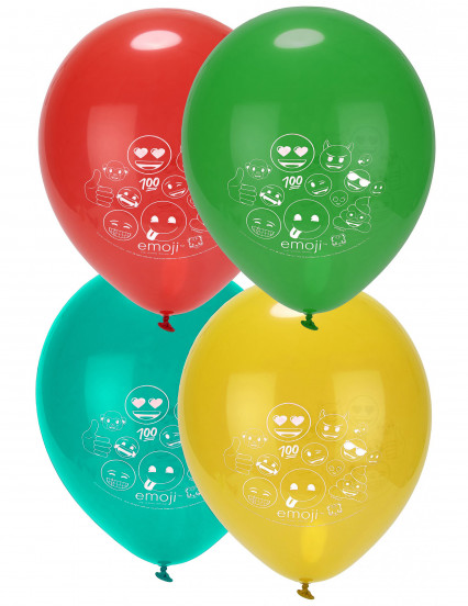 8 Ballons Latex Imprimes Emoji Vegaooparty