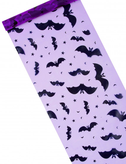 Chemin de table organza violet chauve-souris Halloween 29 cm x 5 m Chemin de table organza violet chauve-souris Halloween 29 cm x 5 m