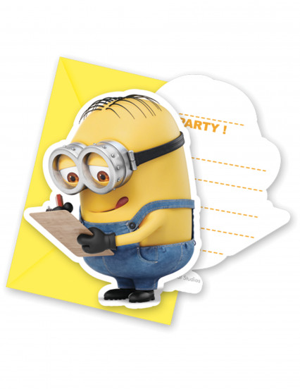 6 Cartes d'invitation avec enveloppes lovely Minions™ 6 Cartes d'invitation avec enveloppes lovely Minions™