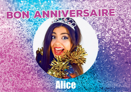 Feuille en sucre A4 personnalisable Anniversaire Glitter Feuille en sucre A4 personnalisable Anniversaire Glitter