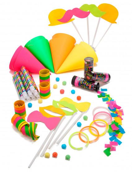 Kit cotillons fluo 8 personnes Kit cotillons fluo 8 personnes