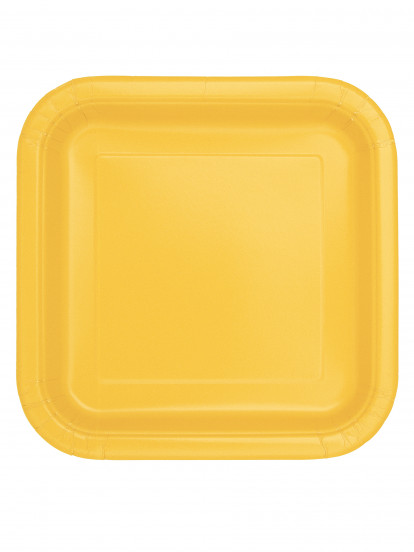 16 Petites assiettes carrées en carton jaune tournesol 17 cm 16 Petites assiettes carrées en carton jaune tournesol 17 cm